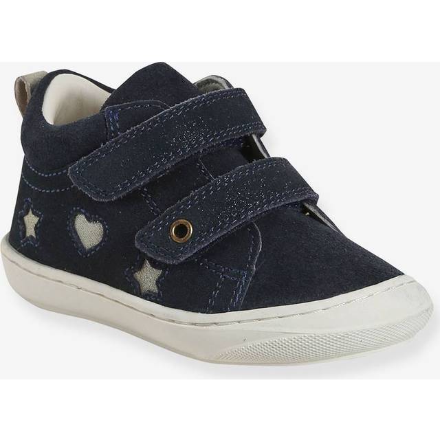 Soft Leather Ankle Boots for Babies, Designed for First Steps printed blue