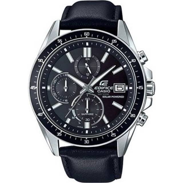 CASIO EDIFICE Waterproof Sapphire Crystal Solar Powered Mens Black Analog EFS-S510L-1AVUPR - Free