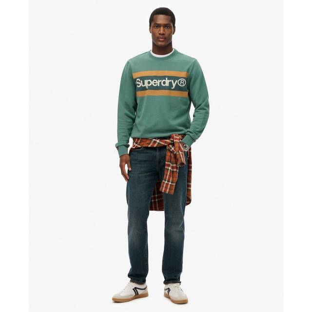 Superdry Core Logo Stripe Relaxed Crew Sweatshirt, International Pine