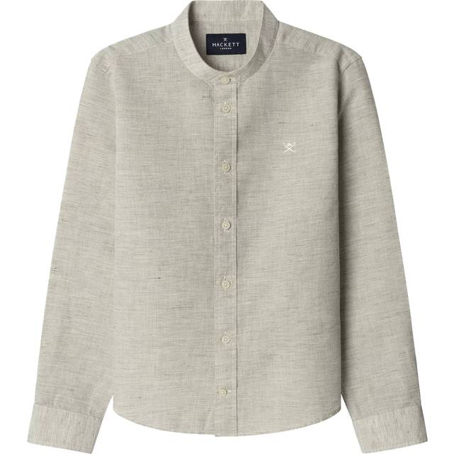 Hackett London Kids' Cotton-Linen Shirt, Taupe Beige