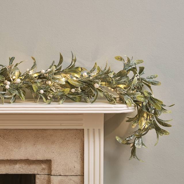2m Pre Lit Oversized Mistletoe Christmas Garland - Warm White