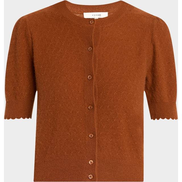 The Cashmere Pointelle Cardigan - CHESTNUT - X-Small