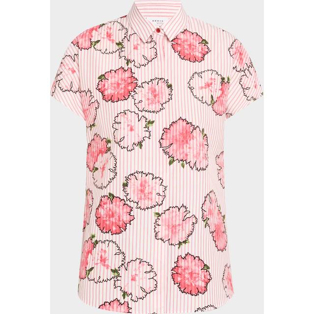 Carnation Striped Cap-Sleeve Kimono Blouse - CREAM- PALE PINK - 4