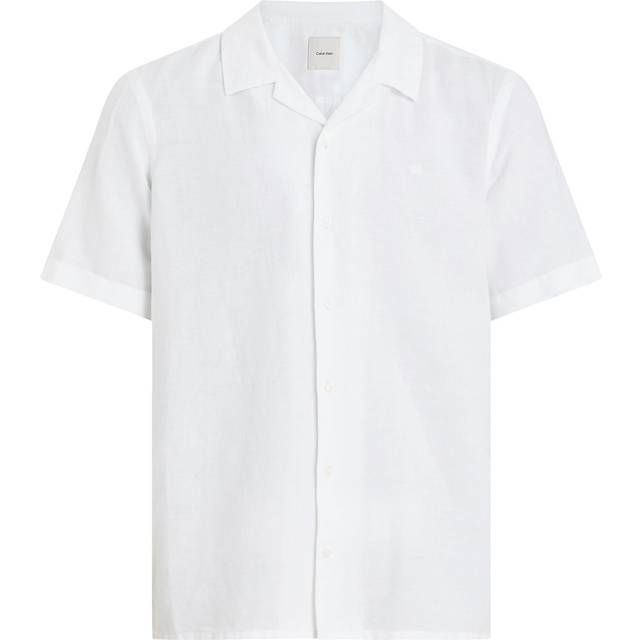 Calvin Klein Linen Blend Regular Fit Cuban Collar Shirt, Brilliant White