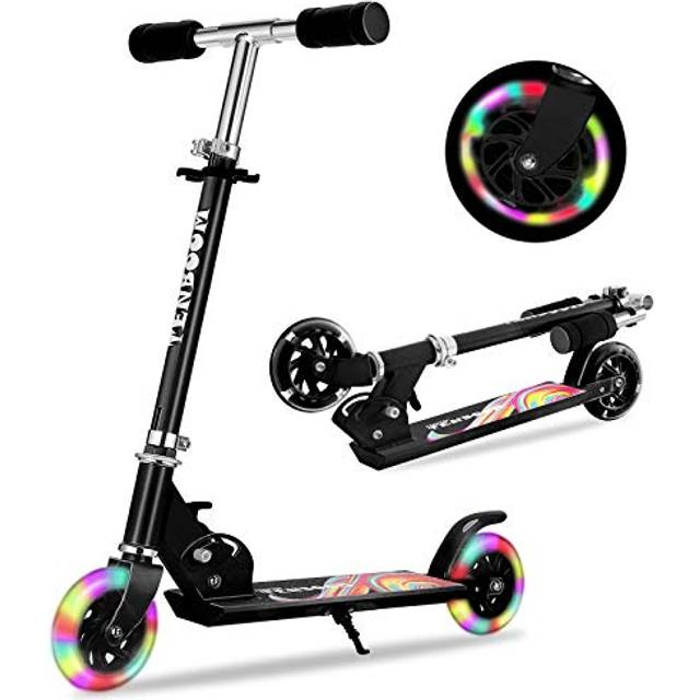 Tenboom Sparkcykel för barn, 6 år, 2 LED-upplysta hjul, hopfällbar, höjdjusterbar, bakhjulsbroms, för 3–10-åringar