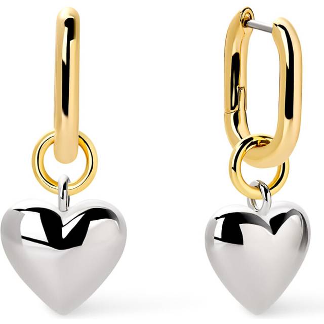 Ana Luisa Puffed Heart Hoop Earrings - Heart Charm Huggie Hoops - 14K Gold Plated  Silver Rhodium Plated and Mixed Metal - Hypoallergenic  Tarnish-Fre