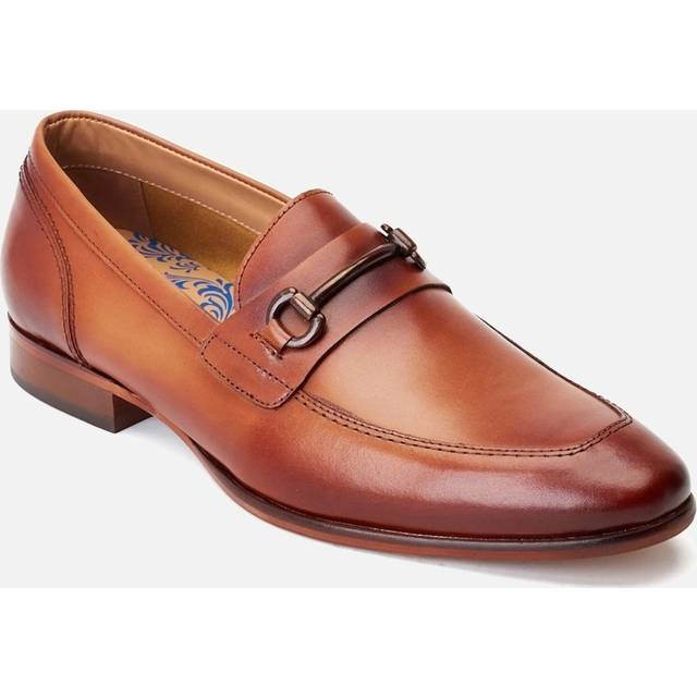 (Brown, 10 (Adults')) Base London Russo Leather Men's Burnt Tan Loafers