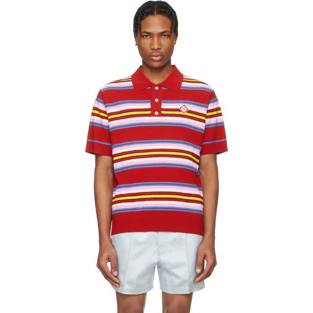 Casablanca Red Stripe Oversized Polo - MULTI DARK RED - XXXL