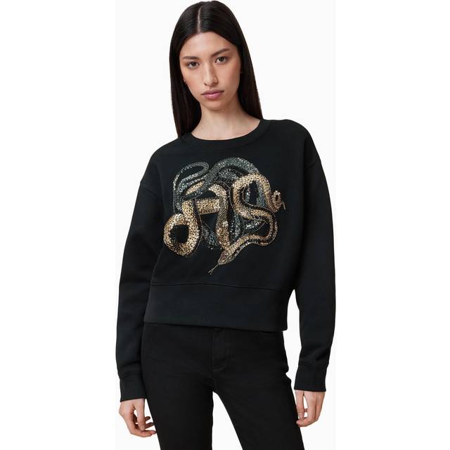 AllSaints Slitha Separo Sequin Sweatshirt - XS, BLACK