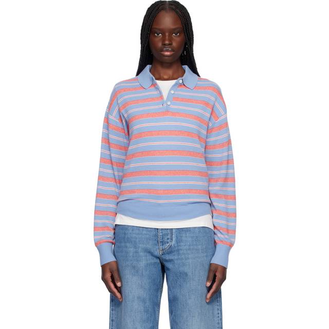 Collegiate Stripe Cashmere Polo - Light/Pastel Blue - X-Small