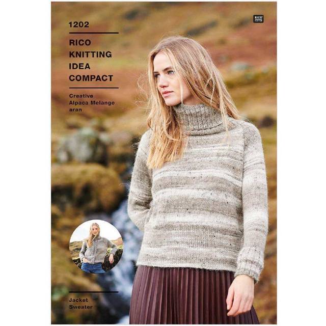 Rico Knitting Pattern High Neck Sweater & Cardigan Alpaca Melange Aran (1202)