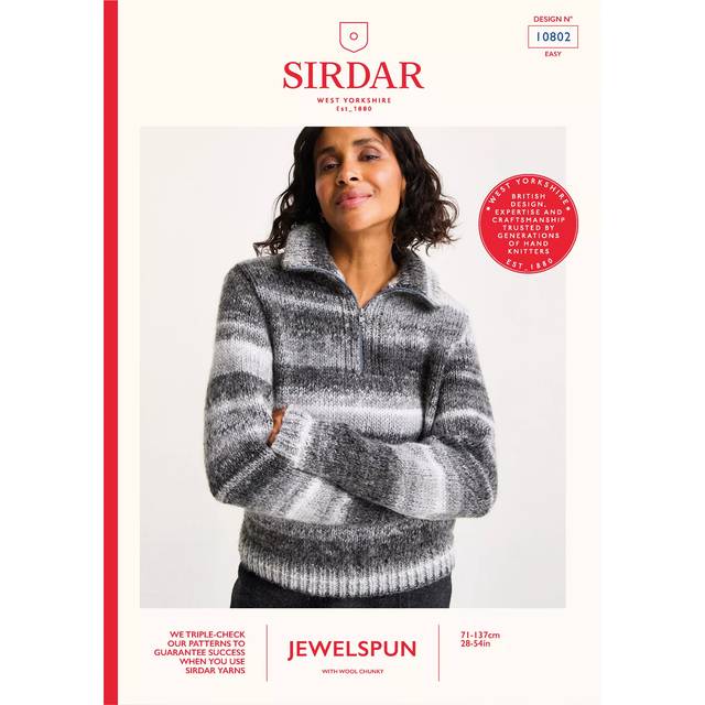 Sirdar Jewelspun Quartz Zip Collar Jumper Knitting Pattern Book