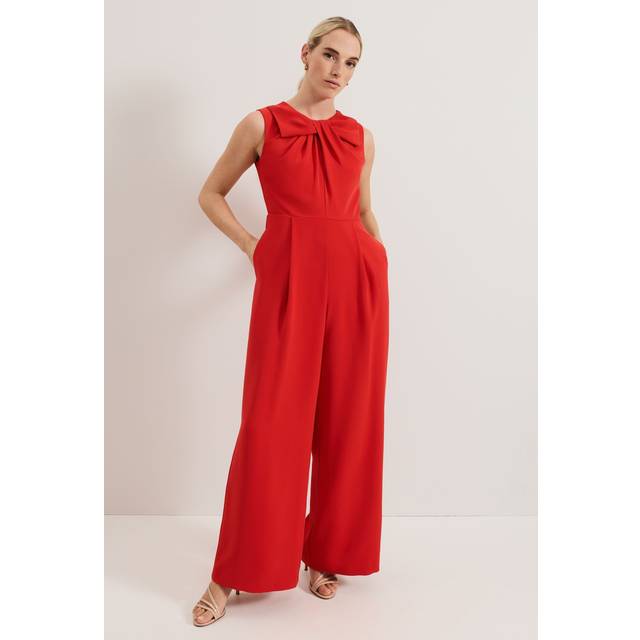 Phase Eight Petite Saffron Twist Bodice Jumpsuit, Red