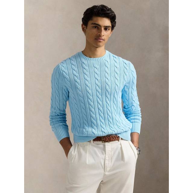 Polo Ralph Lauren, Round-neck Knitwear, male, Blue, L, Blue Crewneck Jumper with Pony Embroidery