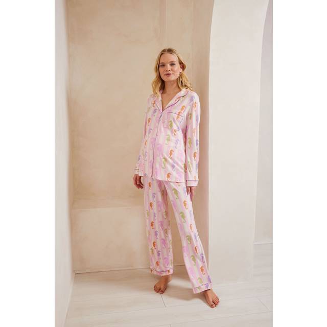 Chelsea Peers Seahorse Maternity Pyjama Set, Pink/Multi