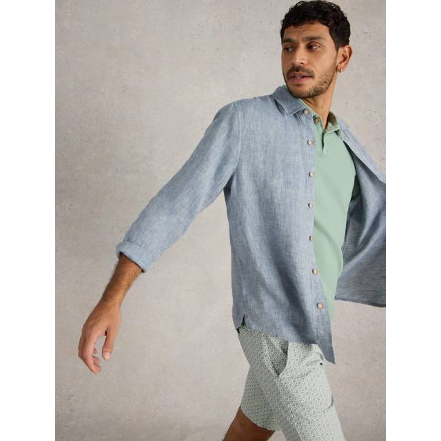 White Stuff Keswick Linen Regular Fit Shirt, Blue