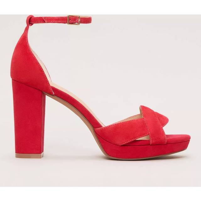 Phase Eight Suede Block Heel Platform Sandals, Red