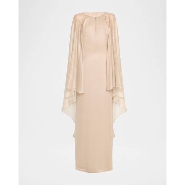 Wet Look Flowy Caftan Gown - BLUSH - 40 IT (6 US)