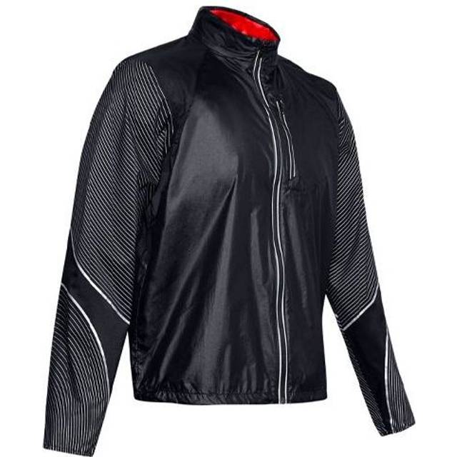 Men's Under Armour Run Impasse Reflect Stripe Pattern Stand Collar Long Sleeves Jacket Black 1350944-001 - XL