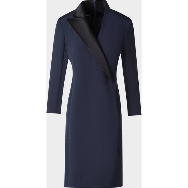 Long-Sleeve Tuxedo Dress - NAVY - 6