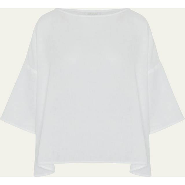 Sloped Shoulder Wide A-Line Scoop Neck Top (Mid Length) - WHITE - 0