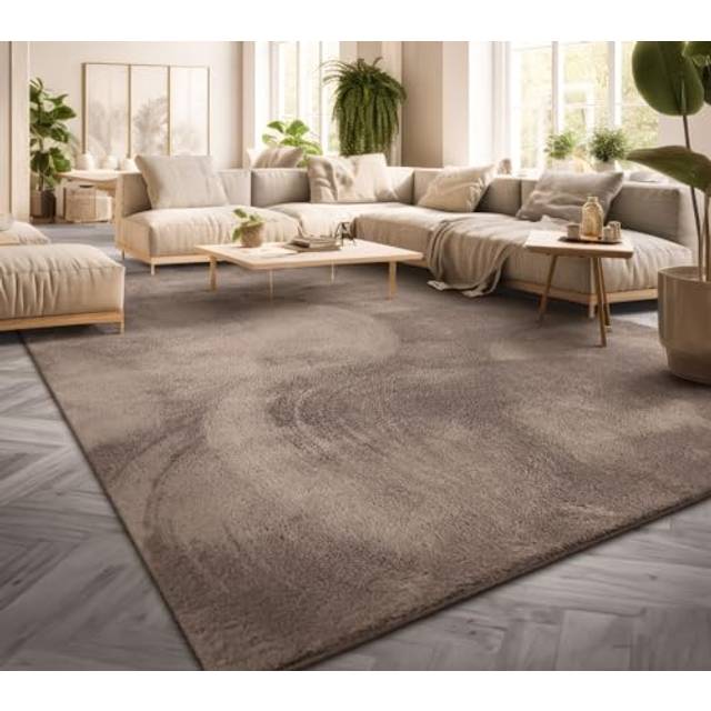 Matta Vardagsrum Stor Matta Enfärgad Modern Design Tvättbar Gul Guld, Färg:Taupe, Storlek:200x280 cm