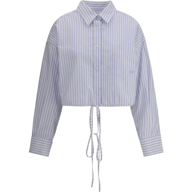 Cropped striped Shirt - S - Blue