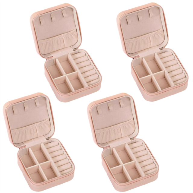 Mini Jewelry Box PU Leather Portable Travel Jewelry Box Pink