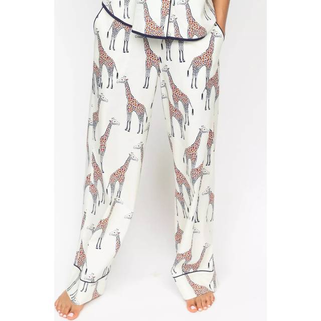 Cyberjammies Georgina Giraffe Print Pyjama Bottoms, Cream