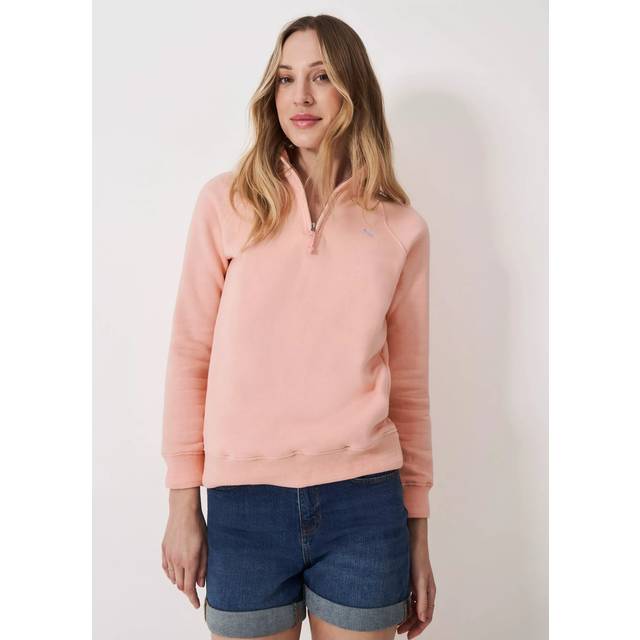 Women's Crew Clothing Women's Half Zip Sweat Peach Pink - Size: 16