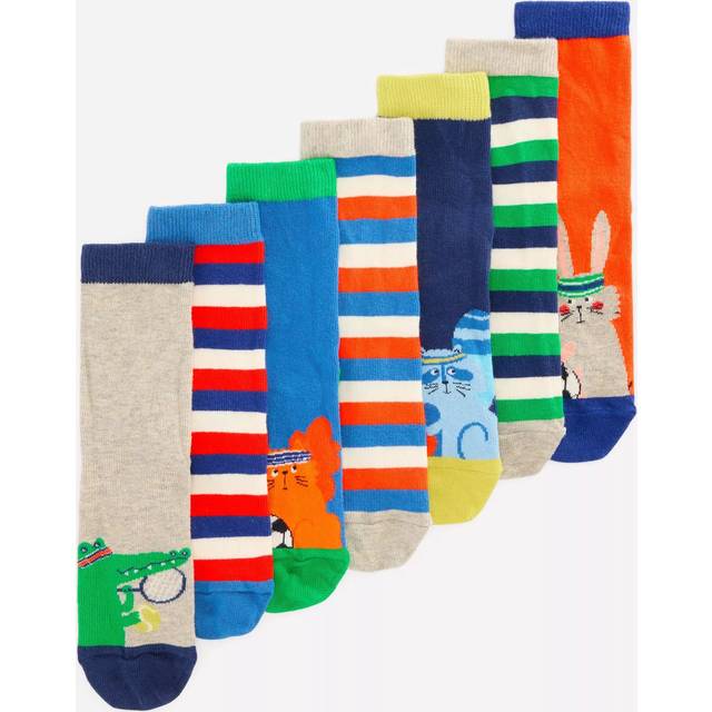 Mini Boden Kids' Sporty Animals Socks, Pack of 7, Sporty Animals