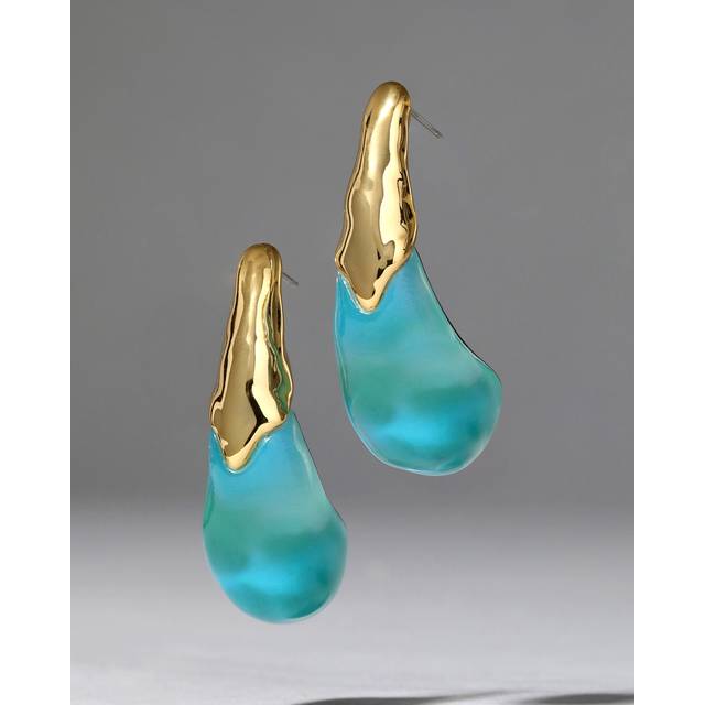 Alexis Bittar Liquid Lucite Arched Large Post Earring- in Mediterranean Opal  | Statement Jewelry from Alexis Bittar (One Size)