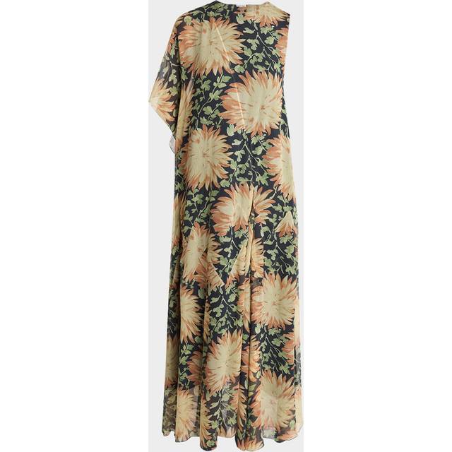 LOEWE - One-sleeve Asymmetric Floral-print Silk-crepon Dress - Orange - FR 40