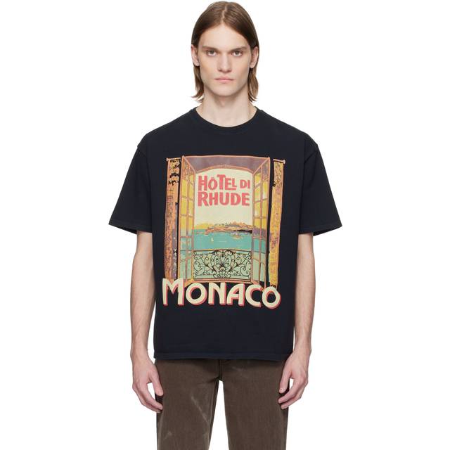 Rhude Black Hotel Di Monaco T-shirt - VTG BLACK - XS