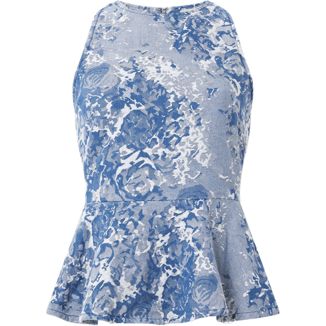 French Connection Charlotte Floral Jacquard Top, Light Wash