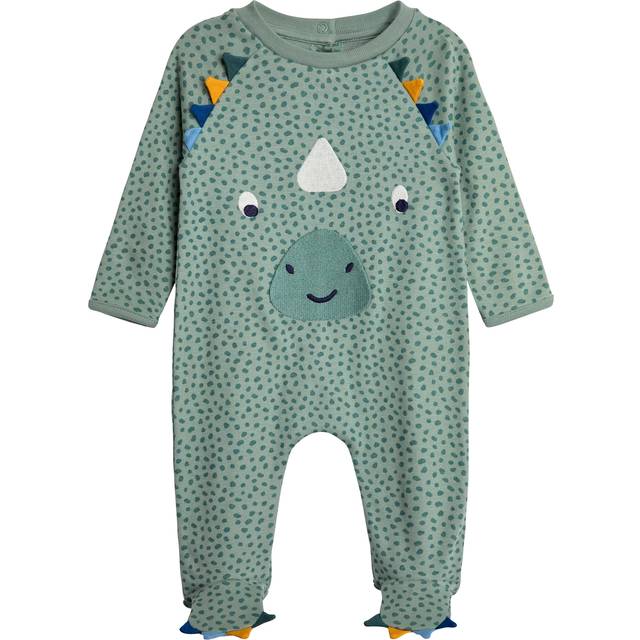 JoJo Maman Bebe Baby Unisex Dino Applique Sleepsuit - Green, Green, Size Age: 6-9 Months - age: 6-9 MONTHS