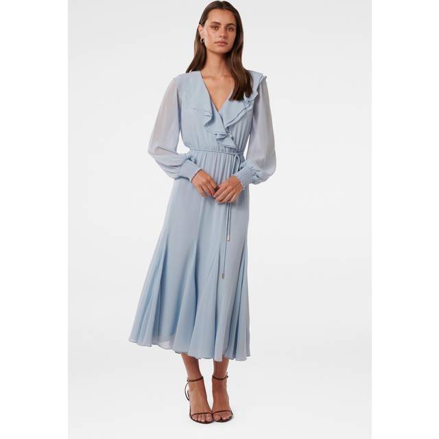 Forever New Orla Ruffle Godet Midi Dress, Blue