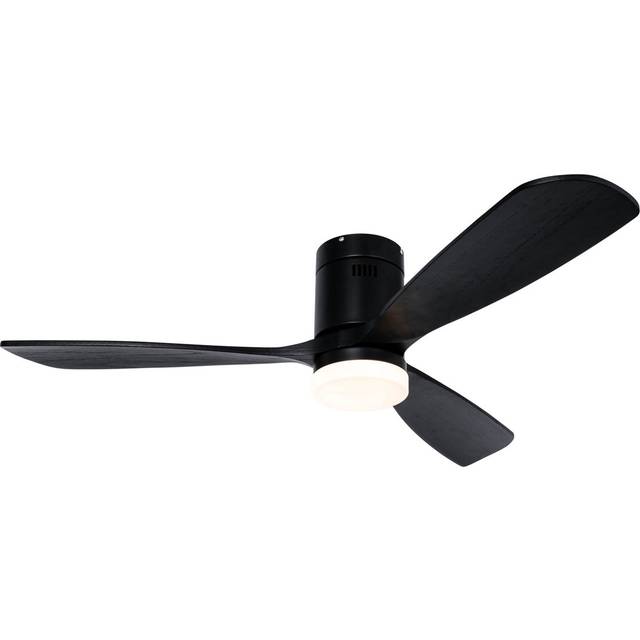 Qazqa - Ceiling Fan Black 132cm incl. led Dimmable with Remote Control - Sofia