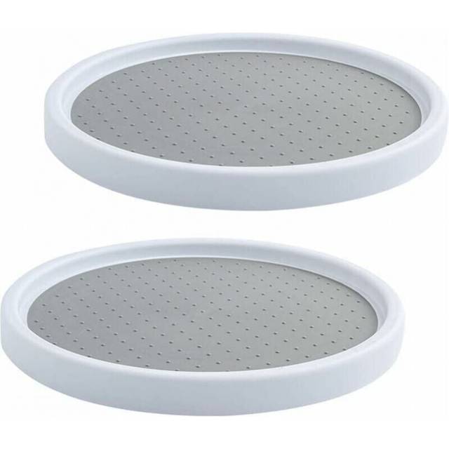 Cyslmuk - 2 Piece Plastic Spice Carousel Set, 360° Rotating Round Storage Carousel, Multi-Purpose Kitchen Cabinet Carousel for Refrigerator, Cabinet,