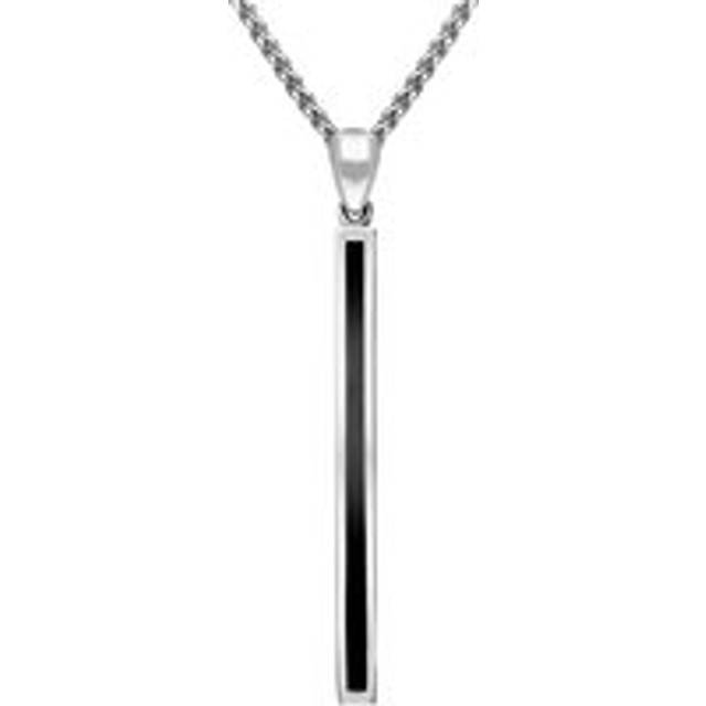 Sterling Silver Whitby Jet Long Slim Oblong Necklace