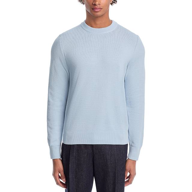 BOSS Blue Cotton Micro-Structured Sweater - 454-Light/Pastel Blu - XXL