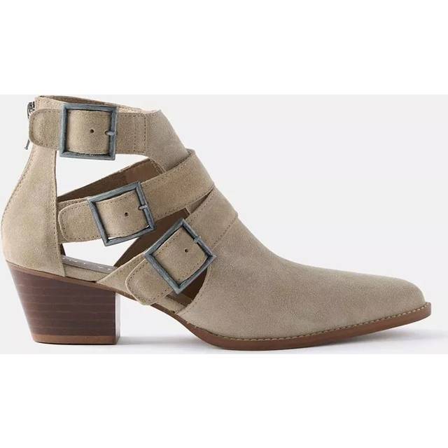 Mint Velvet Suede Cut Out Ankle Boots, Natural