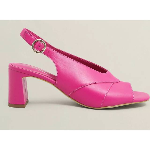 Hobbs Karina Leather Block Heel Slingback Sandals, Bright Pink