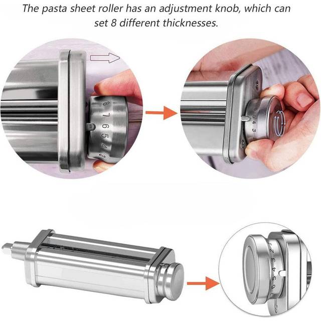 Pasta Maker Attachment Pasta Roller Cutter Parts Noodles Press Machine Compatible with KitchenAid Pasta Sheet Roller silver