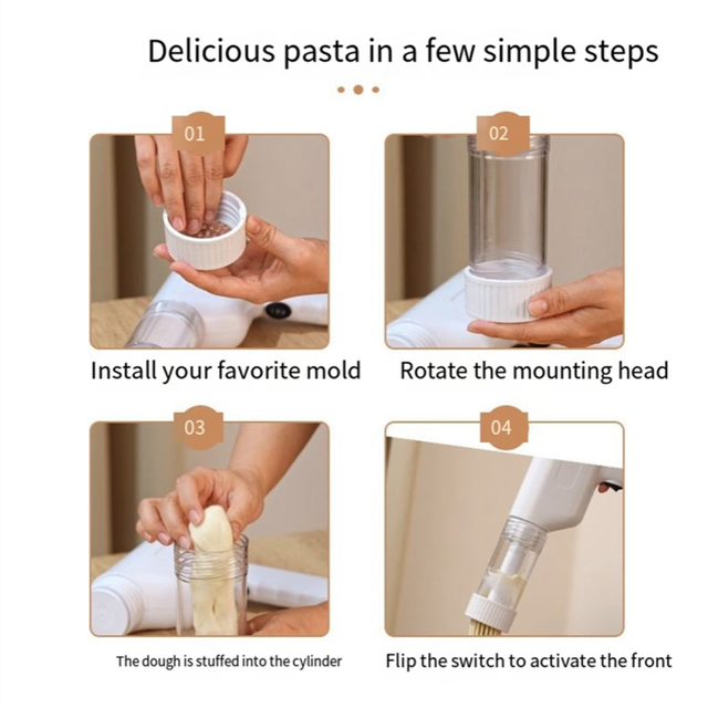 Handheld Electric Pasta Maker Noodle High Efficiency Machine with 6 Molds for Home,B