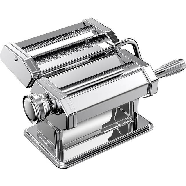 Manual Pasta Maker Machine with 6 Adjustable Thickness Settings 2-In-1 Noodles Maker for Spaghetti silver