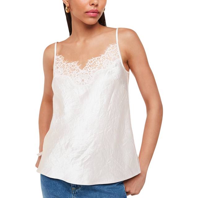 Whistles Womens Cream Lace-trim Regular-fit Satin Cami 6 - CREAM