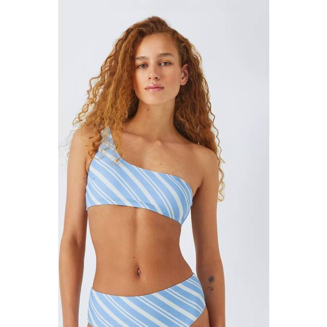 John Lewis ANYDAY Diagonal Stripe One Shoulder Bikini Top