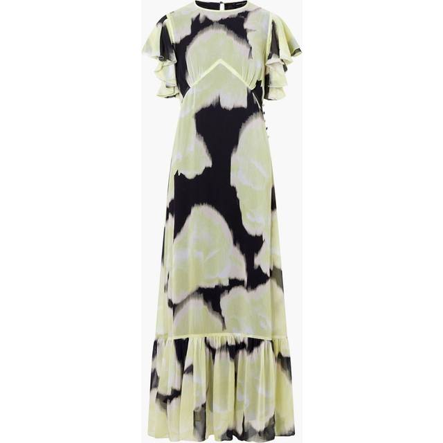 French Connection Natalie Emina Chiffon Maxi Dress, Light Lime Green/Multi