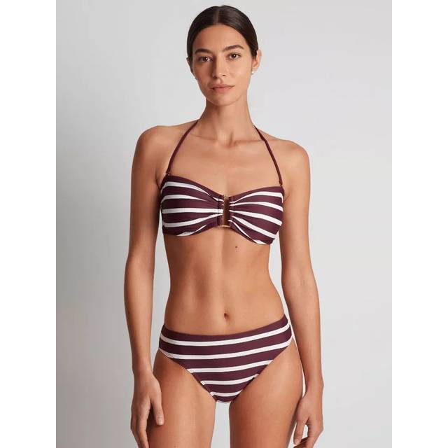 Ralph Lauren Lago Stripe Ring Bandeau Bikini Top, Red Claret/Multi